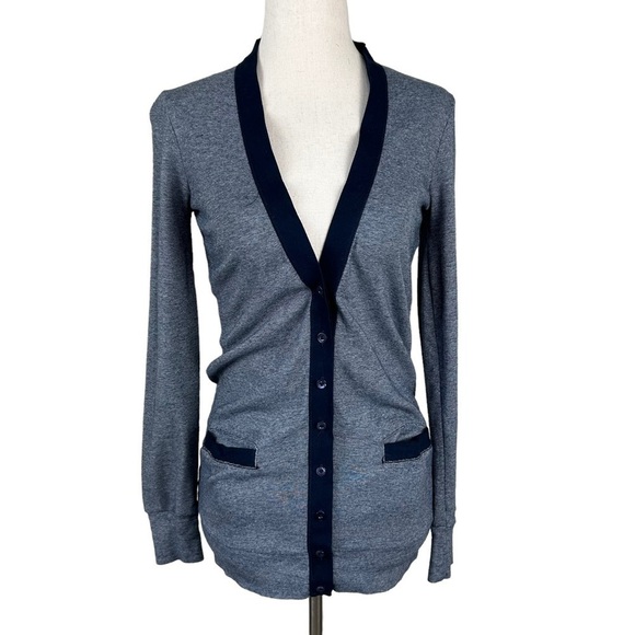 J Crew Blue Light Weight Half Button Cardigan - Picture 1 of 11